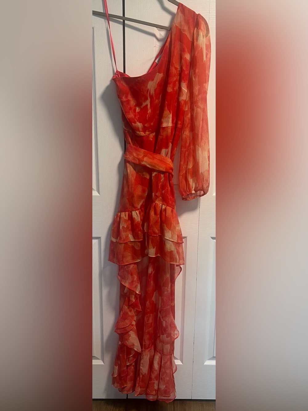 Gianni Bini Addison One-Shoulder Dress in Red & Orange
